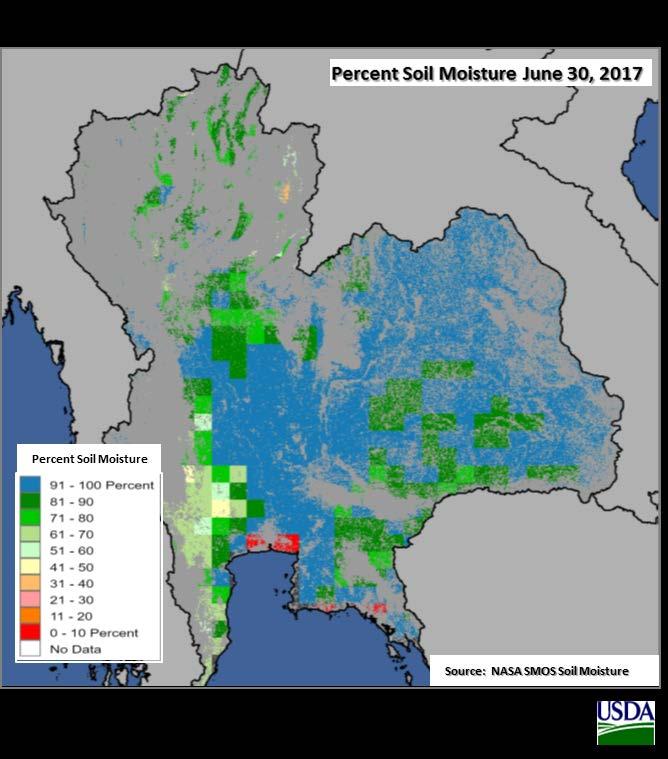 Thailand Rice: Beneficial Rainfall and Rising Prices Boost Acreage Thailand s 2017/18 rice production is forecast at 20.