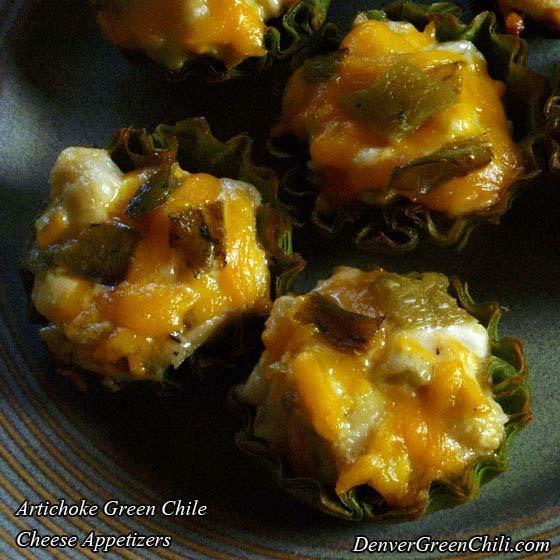 ARTICHOKE GREEN CHILE CHEESE APPETIZERS Authr: Mary Janeway Prep time: 15 mins Ck time: 15 mins Ttal time: 30 mins Very simple, elegant, flavrful - this is the kind f appetizer where yu can keep the