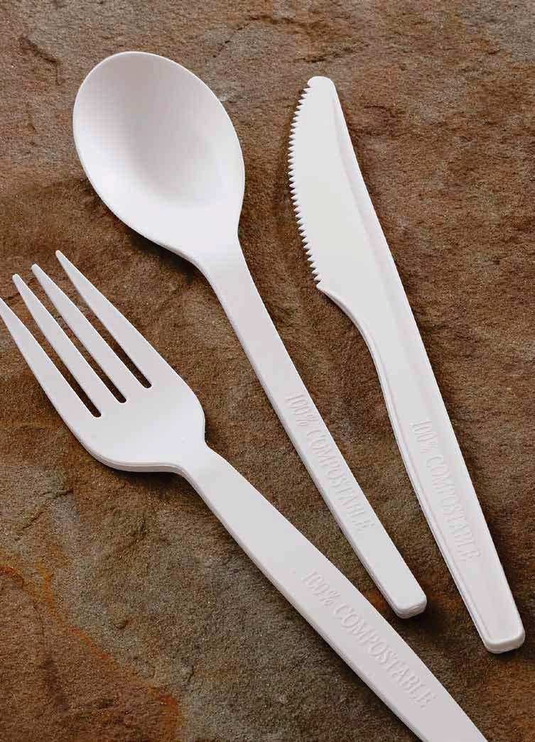 Cutlery: Fork, Knife and Spoon sku# CNCF500, CNCK500, CNCS500 500/cs Sustainable Strength Superior neck and tine strength Suitable for hot food applications up to 180 F Maintains a high-end aesthetic