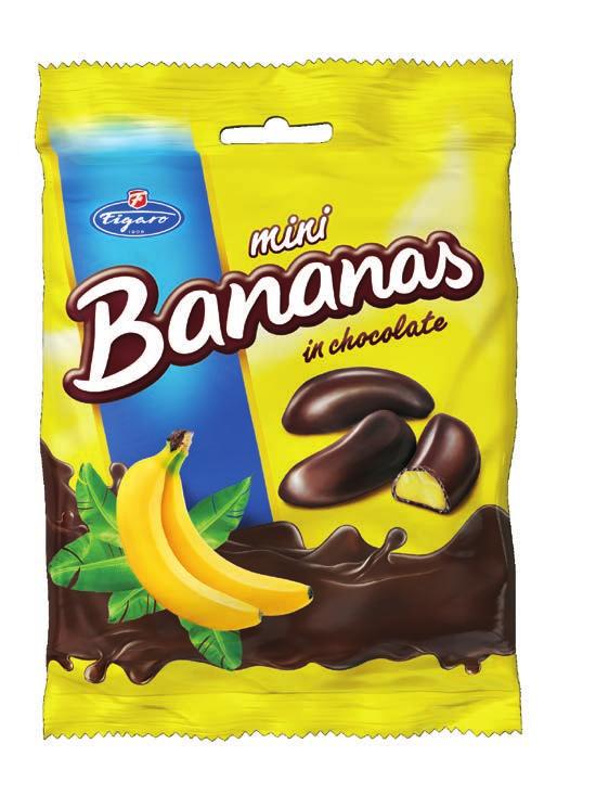 0036 MINI CHOCO BNNS 75 g Foam banana jelly coated in chocolate 75 g