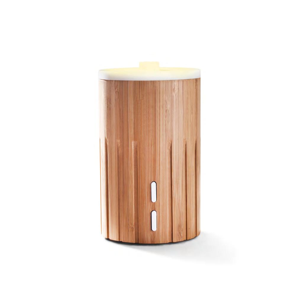 Aroma-O mm Bamboo Diffuser The Aroma-O'mm ultrasonic diffuser is created with 'real bamboo'. It is perfect for anyone seeking a 'natural eco' feel whilst diffusing essential oils.