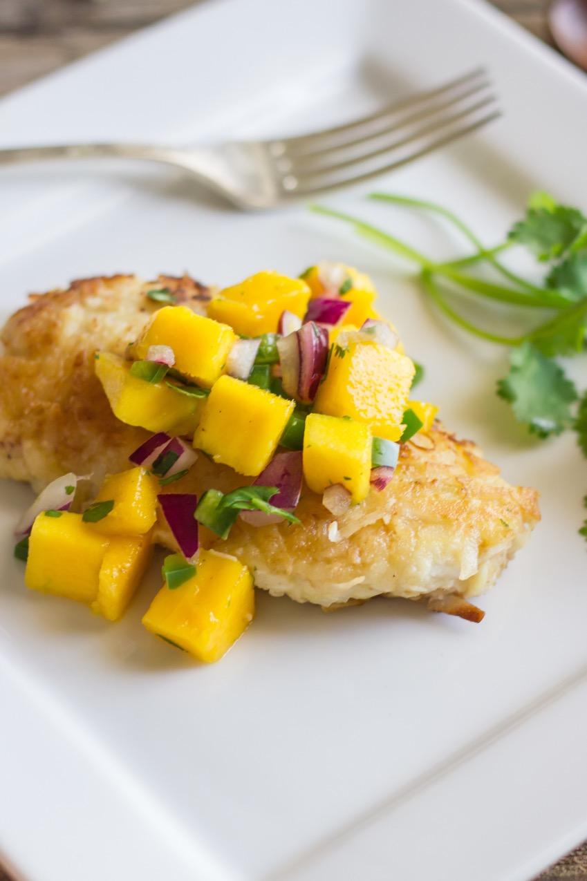 COCONUT CRUSTED CHICKEN WITH MANGO SALSA