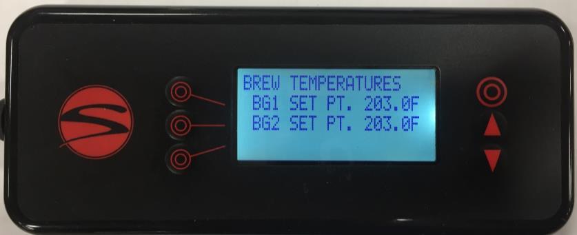 PROGRAMMING Factory Settings: The factory settings for your machine are as follows: Brew Group Temperature 203 F Steam Tank Temperature 250 F Program Mode Universal (2 programs) Temperature Units