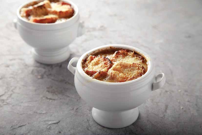 French Onion Soup Unsalted butter Plain Flour Yellow onions (thinly sliced) Beef stock Water Bay leaf (fresh/dry) Thyme (fresh) Caster sugar Baguette Gruyere (finely grated) 1 tbsp 2 large 2 cups 1