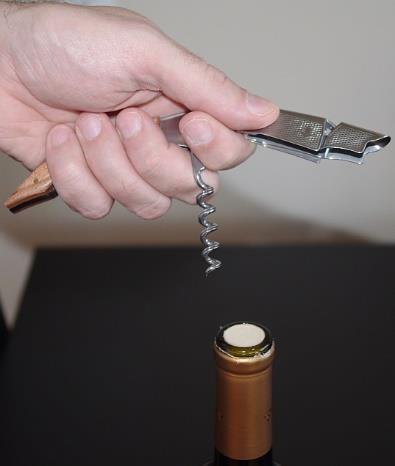 2) Unfold the corkscrew: Unfold the corkscrew (a.