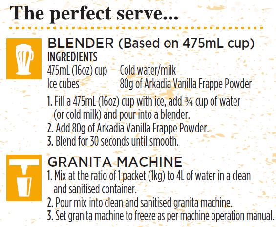 Frappe Vanilla Our master blenders have developed a range of ice blended beverages that deliver real indulgence.