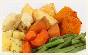 Baked Vegetable Pack Seasonal vegetables ideal for a light snack or an addition to a shared meal. Potato(19%), Sweet Potato (16.7%), Pumpkin (16.7%), Carrot (16.7%), Beans (16.7%), Cauliflower (13.