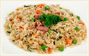 Special Fried Rice A generous serve of flavoursome Basmati fried rice with vegetables and bacon pieces.