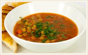 Chickpea, Tomato &Chorizo Soup Wholesome and hearty with a mild spice of Chorizo sausage, this soup has real flavour.