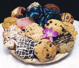 13. Comfort Tray Available while you wait, a baker s dozen split among our fresh baked Muffins, Scones & Cookies, arranged on a large round wicker tray, wrapped in cellophane and finished with a bow.