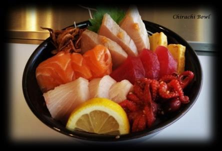 Chirashi Bowl RICE BOWL Served with miso soup Beef Bowl Combination Chirashi (Assorted fish over sushi rice) $25 Poke Bowl (Tuna or Salmon) $14 Spicy Tuna Bowl $12 Chicken Bowl $9 Beef Bowl $10