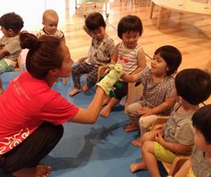 The younger toddlers are working on simple two to three word directions such as shoes up please or bye-bye shoes, while some of