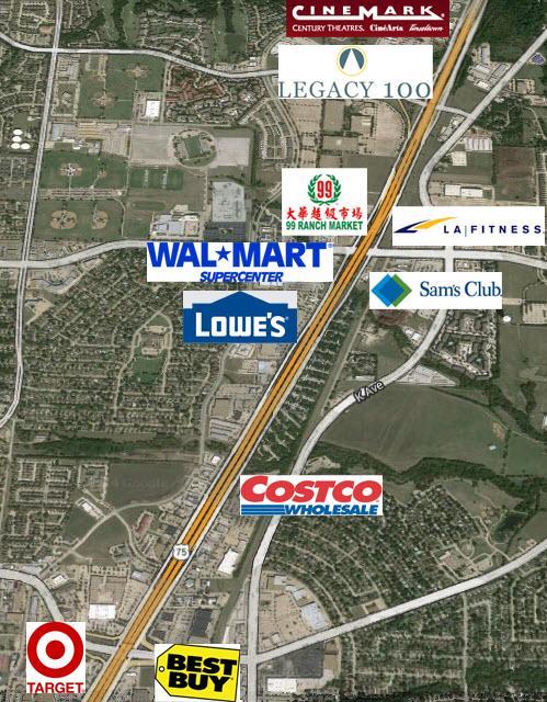 Strong Retail Gravity Cinemark Legacy (20+ screens): Across the street Wal-Mart Supercenter: 1 mile Sam s Club: 1 mile