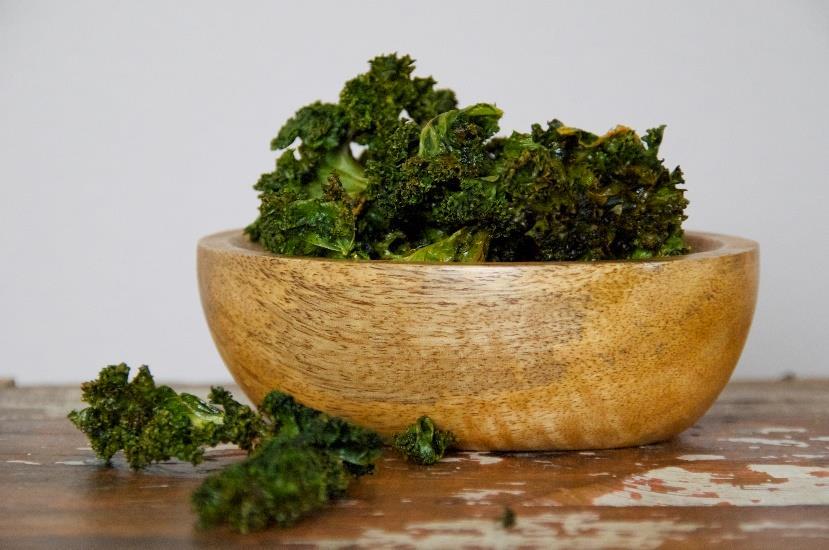 Toasted Kale Chips [Serves 1]*** 1 head of kale torn into large pieces 2 teaspoons extra virgin olive oil 1 teaspoon curry powder (or seasoning of your choice) sea salt and pepper Toss kale with oil