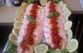 per pan ( 60 cm pan) Poached whole salmon