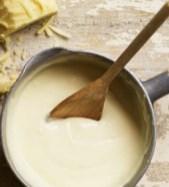 Put the milk, margarine and flour in the small saucepan. Put saucepan onto the hob on a medium heat. Whisk all the time until the mixture becomes thick and is the same consistency as custard.