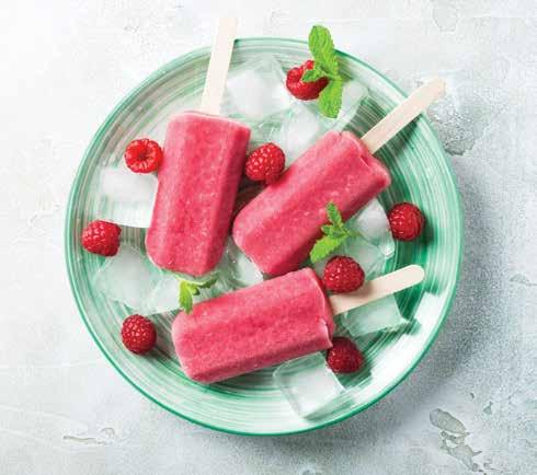Raspberry lollies Prep: 20 mins Makes 6 lollies What you need Two handfuls of raspberries 1 cup of apple juice 1 teaspoon of honey Ice lolly moulds (or empty yoghurt pots and lolly sticks) 1.