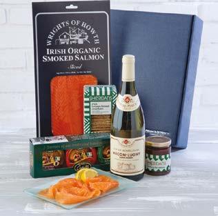 The Connoisseur Box Wrights Award Winning Irish Organic Sliced Smoked Salmon 240g Bouchard Pere & Fils Macon Lugny 75cl Selection of Cahill s Irish Cheeses 3