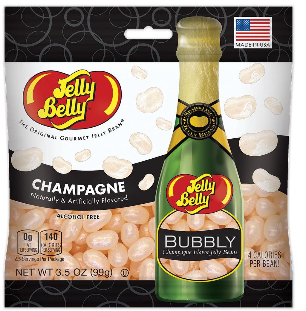 12-3.5 oz Jelly Belly Champagne Flavor Jelly Beans Grab & Go Bag Fun, festive new addition to popular Jelly Belly Grab & Go Bag series Merchandise with Jelly Belly DRAFT Beer