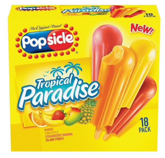 POPSICLE Tropical Paradise INGREDIENTS: MANGO POP [WATER, MALTODEXTRIN, HIGH FRUCTOSE CORN SYRUP, CORN SYRUP, SUGAR, CONTAINS 1