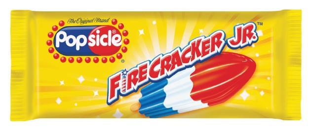POPSICLE Firecracker Jr INGREDIENTS: WATER, HIGH FRUCTOSE CORN SYRUP, CORN SYRUP, SUGAR, LESS THAN 1% OF: LEMON JUICE (FROM CONCENTRATE), RASPBERRY JUICE (FROM CONCENTRATE),