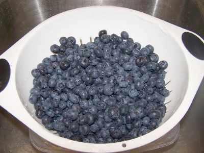 Step 1 - Wash the blueberries Just rinse them in a colander or sieve in cold water, no