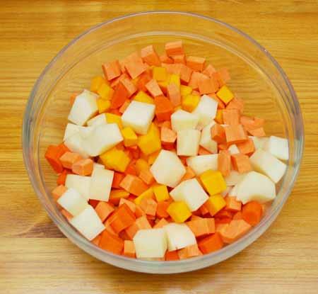 Other root vegetables can be added, as could be other varieties of squash.