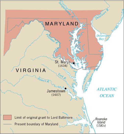 Maryland: Catholic Haven 1634 Maryland founded by Lord Baltimore Wanted profit and
