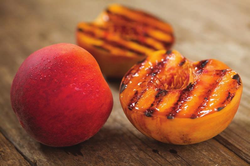 July 2015 grilled peaches serves: 4 total time: 10 minutes calories: 80 total fat: 0 g cholesterol: 0 mg sodium: 5 mg total carbohydrates: 19 g fibe : 2 g protein: 2 g sugar: 17 g ingredients 2 ripe