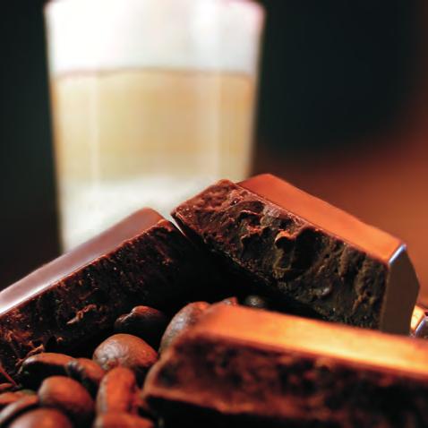50% DARK CHOCOLATE latte macchiato Tender melting dark chocolate with crushed bits of roasted