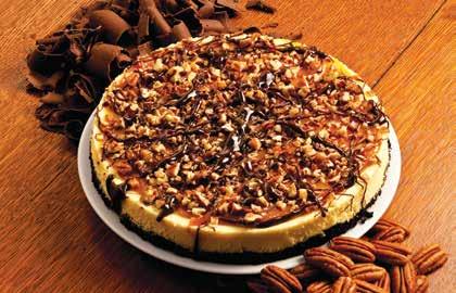 caramel, topped with chopped pecans, this cheesecake is a work of art for the eyes and palate! 32 oz.