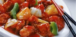 Sweet and Sour Chicken 2 chicken breasts 2-3 spring onions or ½ small onion 1 carrot ½ green pepper ½ can pineapple 1 small piece of ginger, peeled and finely chopped Sauce: 2 tablespoons of soy