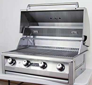 32 ALLEGRA GRILL (AHT-AL-32) < 4 MAIN BURNERS AT 15,000 BTU EACH ( 60,000 BTUS ) < 700 SQUARE INCHES OF TOTAL COOKING AREA (510
