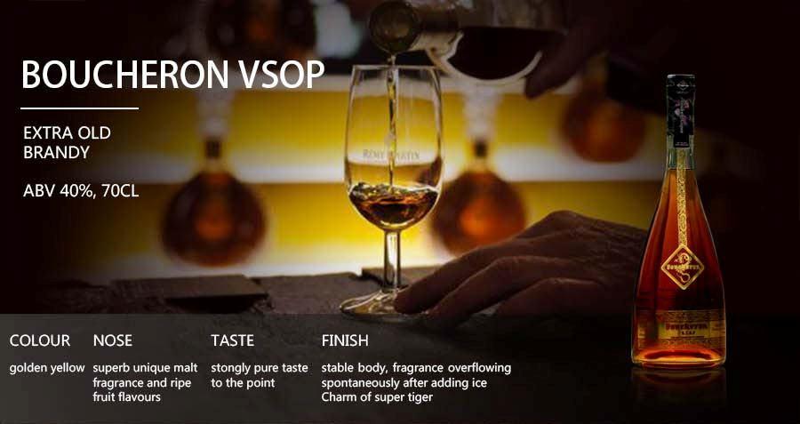 BOUCHERON VSOP BRANDY Boucheron VSOP Brandy Age: 15 years Bottle volume: 700ML Place of Origin: UK invested factory in China