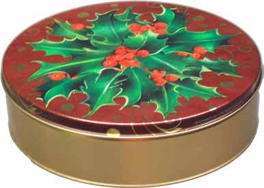 ) $70 Signature Holly Tin Our new Signature Holly tin says holiday greetings in