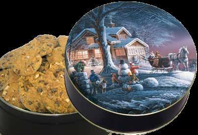 ) $109 Sleigh Ride Tin Oh what fun to express your greetings for the season with this lovely sleigh ride tin filled with Chocolate Chip with Pecan