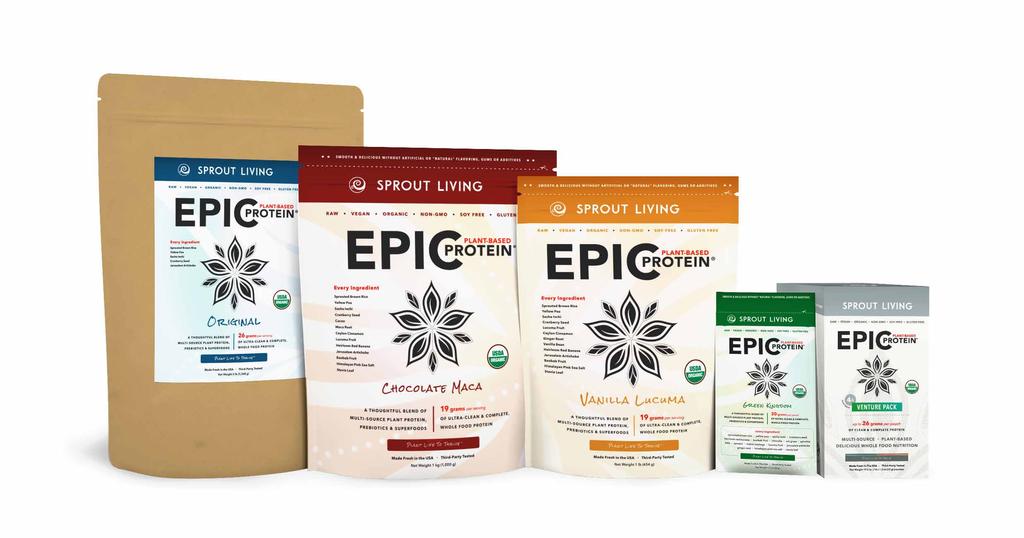 EPIC PROTEIN MULTI-SOURCE SUPERFOOD PROTEIN Epic Protein is an organic plant protein powder made from four vegan protein sources handpicked for their balanced and complete protein, natural