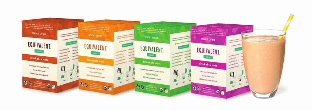 EQUIVALENT DRINKABLE SUPERFOOD OAT BLENDS Equivalent Foods are formulated in the kitchen from organic ingredients with an unimaginable focus on quality.