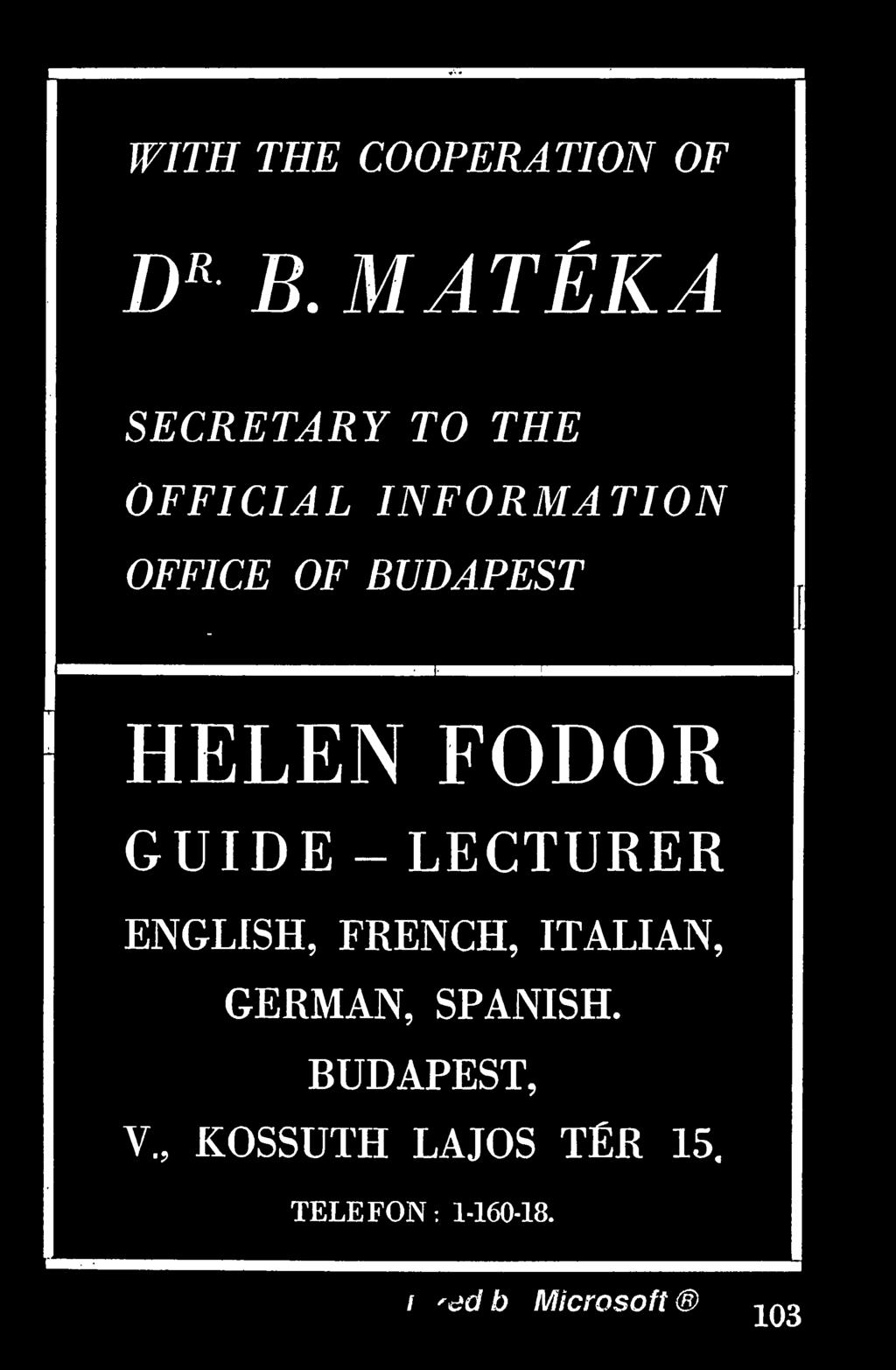 BUDAPEST HELEN FODOR GUIDE -LECTURER ENGLISH, FRENCH,
