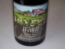 2012 Wedell Cellars Wavertree Sta. Rita Hills Pinot Noir 14.1% alc., ph 3.43, TA 0.73, 1,200 cases, $40. 95% of fruit from Fiddlestix Vineyard and 5% from La Encantada Vineyard. Harvest Brix 24.6º.