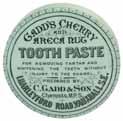 8) 828 Pot Lid Gadd s Tooth Paste, Vauxhall. Black print. 76 mm across.