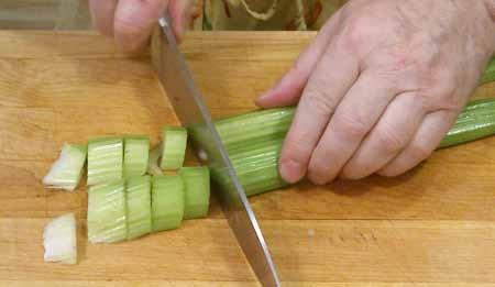 6 Rinse and chop the celery.
