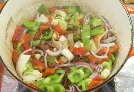 11 7 Add all the vegetables. If the pot looks too full, cover and steam for 5 to 10 minutes.