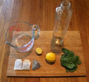 mint leaves juice of 1 lemon or lime stevia (or natural sweetener of your choice) SERVES 1 Pour 200ml freshly boiled