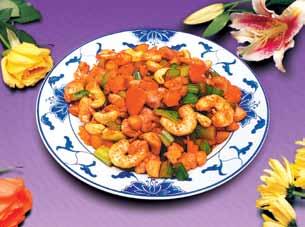 宮保蝦 605. 3 Kung Pao hrimp...14.95 zingy combination of juicy shrimp, peanuts and red hot peppers. 雪魚椒芝 豆香鹽麻 蝦 606.