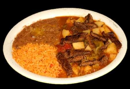 Served with beans, rice, guacamole, pico de gallo, a fried jalapeño and tortillas. Mexican Steak* $13.