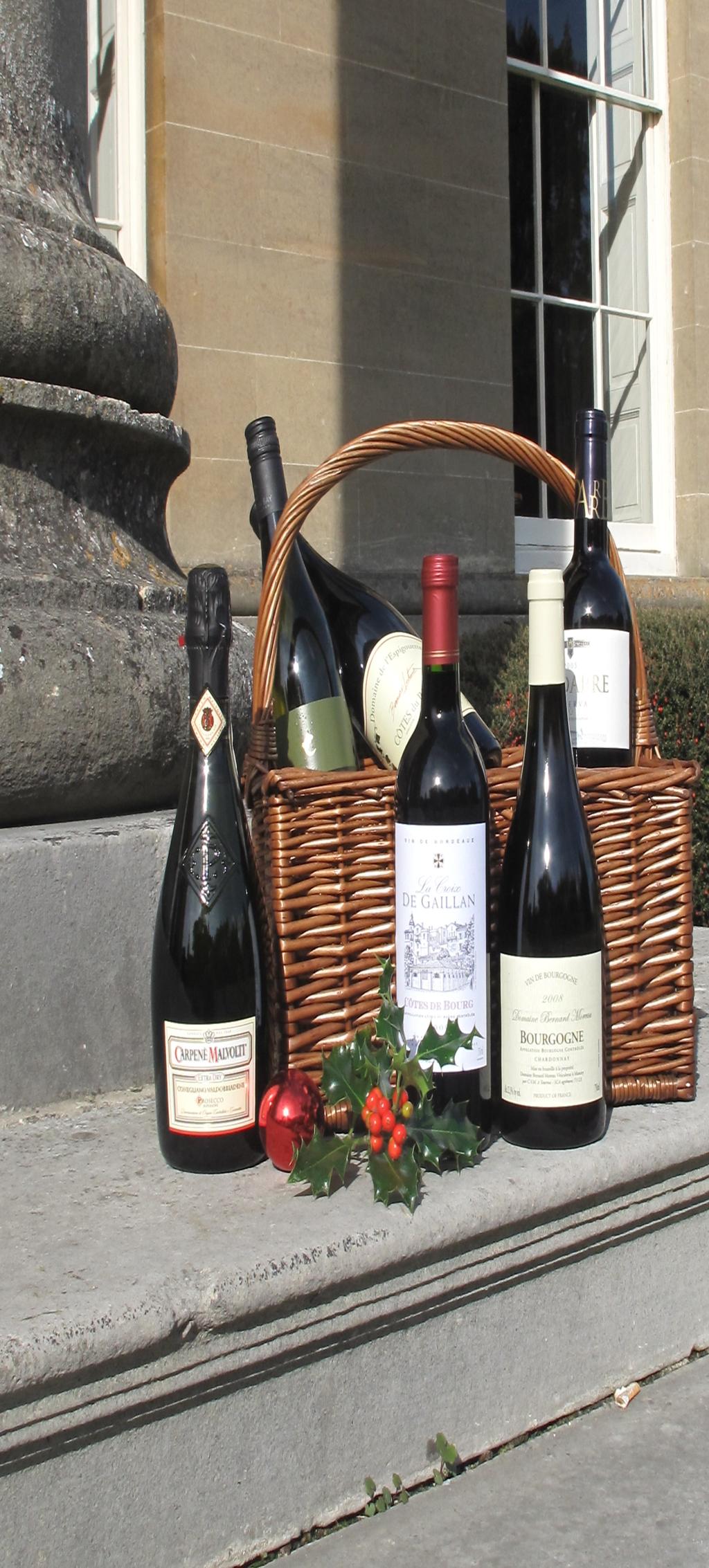 The Essential Christmas Basket Six classic wines in an extremely useful six bottle wicker wine basket, delivery included 95.