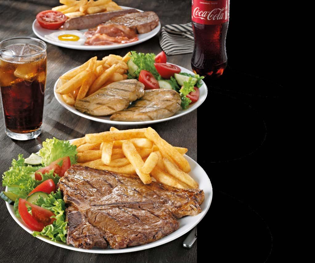 MIXED GRILL GRILLS CHOOSE TO ADD MUSHROOM SAUCE OR AVO * TOPPING *Contains chilli Chicken Supreme 74 90 Flame-grilled chicken fillet, bacon, slice of cheese, mushroom sauce, regular chips and salad