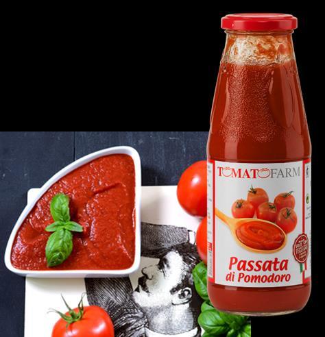 Tomato Passata Passata 8-10 and Passata 10-12 Obtained directly from fresh, healthy, ripe, peeled and seedless tomatoes, passed into a