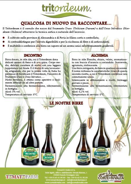 Tritordeum and in the promotion of the products of